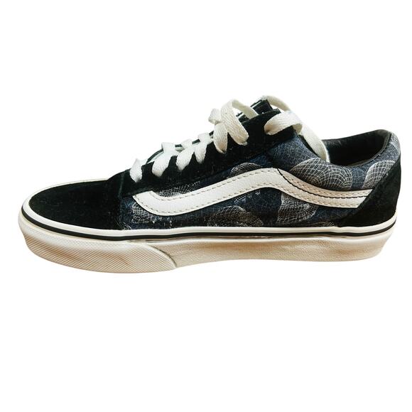 Vans Old Skool Skull Graphic Sneakers Women’s 5 Black Canvas Suede Toe - Picture 1 of 6
